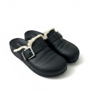 Princess Polly Black Clogs with Cream Trim